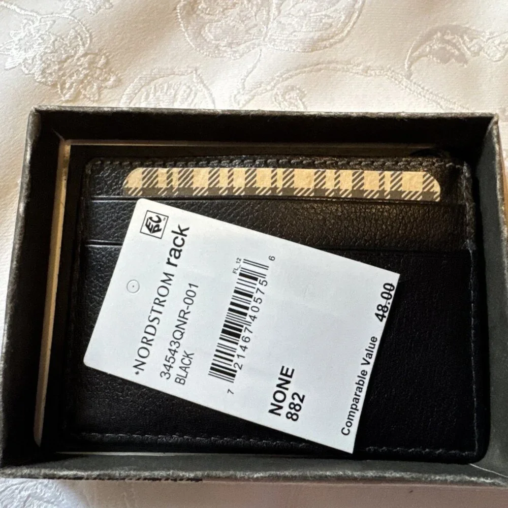 Boconi Men's Black RFID Slim Card Wallet Genuine Leather Box Brand New Tag - Picture 8 of 9